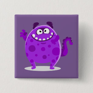 Purple Adorable Monster 15 Cm Square Badge