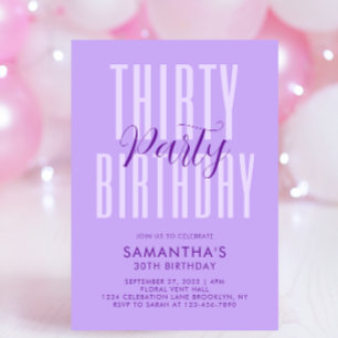 Purple Adult Birthday Bold Typography Script Invitation