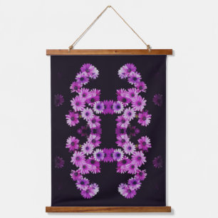 Purple African Daisy Flowers Abstract Hanging Tapestry