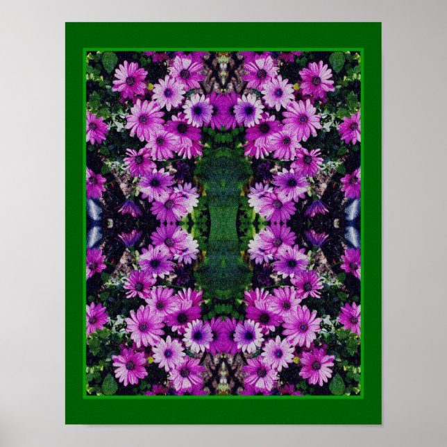 Purple African Daisy Flowers Mirror Abstract   Poster (Front)