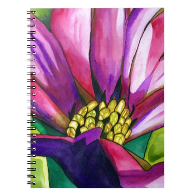 Purple African Daisy watercolor art flower Notebook (Front)