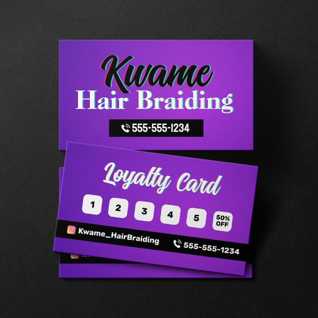 Purple African Hair Braiding Service Loyalty Card (Creator Uploaded)