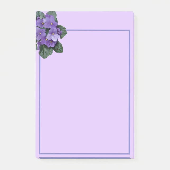 Purple African Violet Flower  Floral Art Post-it Notes (Front)
