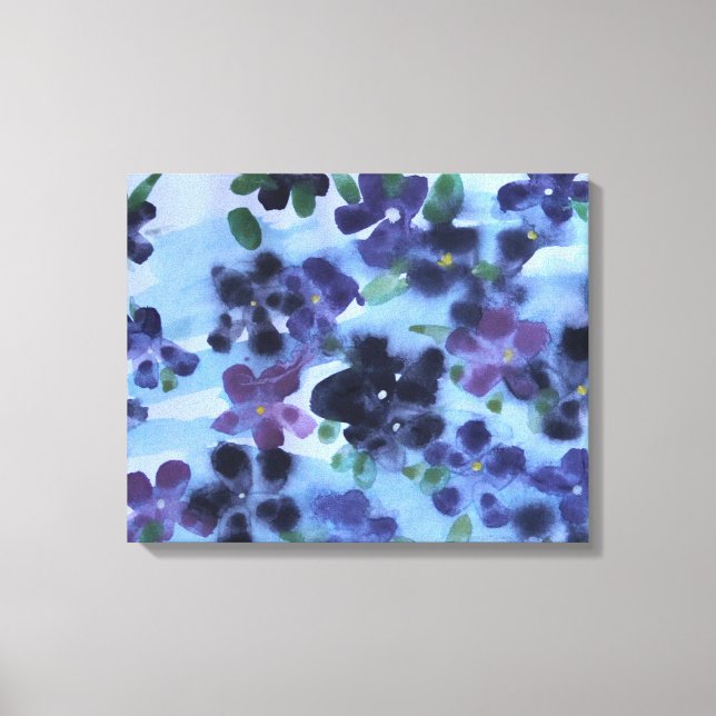Purple African Violet Watercolour Canvas Print (Front)