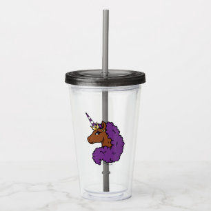 Purple Afro Unicorn Acrylic Tumbler