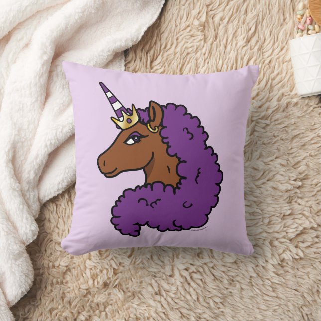 Purple Afro Unicorn Cushion (Blanket)
