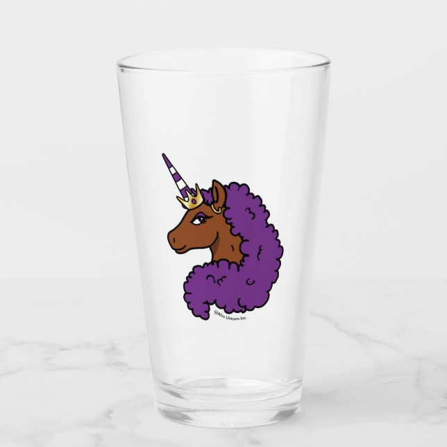 Purple Afro Unicorn Glass (Front)