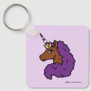 Purple Afro Unicorn Key Ring