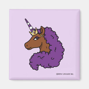 Purple Afro Unicorn Magnet
