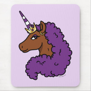 Purple Afro Unicorn Mouse Pad
