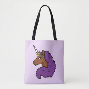 Purple Afro Unicorn Tote Bag