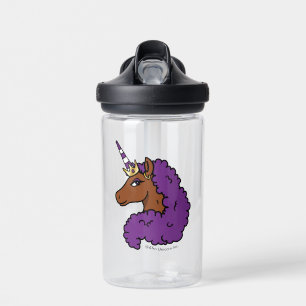 Purple Afro Unicorn Water Bottle
