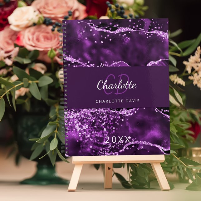 Purple agate glitter pink marble monogram 2023 planner (Creator Uploaded)