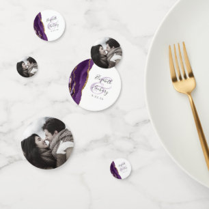 Purple Agate Gold Glitter Photo Wedding Confetti