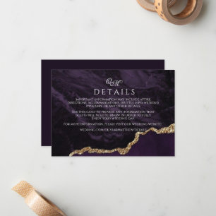Purple Agate & Gold Wedding Script Details Cards