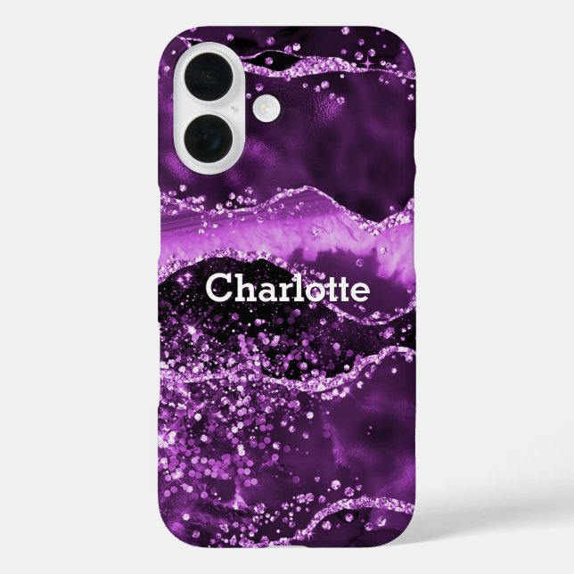 Purple agate pink marble name Case-Mate iPhone case (Back)
