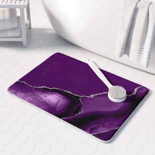 Purple Agate Silver Glitter Bath Mat