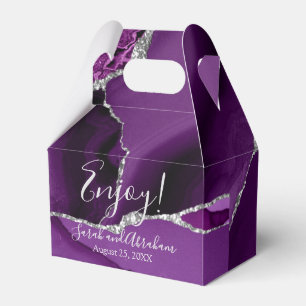 Purple Agate Silver Glitter Wedding Favour Boxes