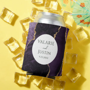 Purple Agate Stone Wedding Can Cooler