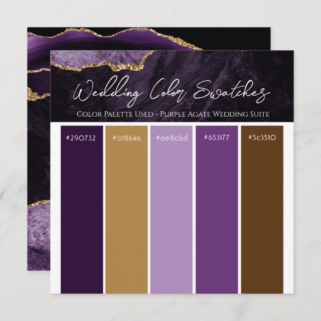 Purple Agate Wedding Colour Pallette Invitation (Front/Back)