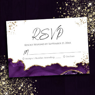Purple Agate Wedding RSVP Card