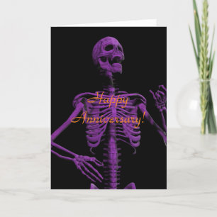 Purple air guitar skeleton anniversary card