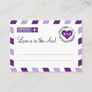 Purple Airmail Seating Card Wedding