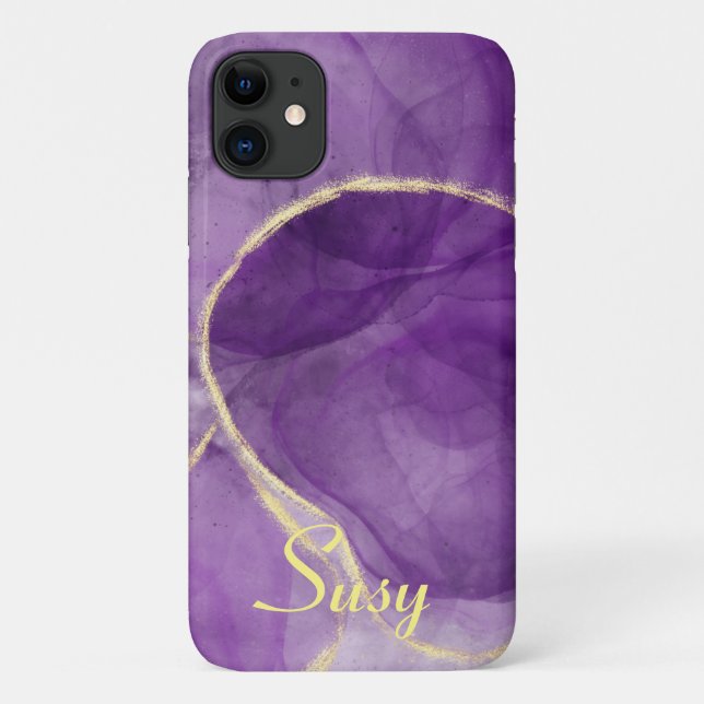 Purple Alcohol Ink Abstract Art Iphone 11 Case (Back)
