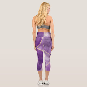 Purple Alcohol Ink Art with Gold Gym Leggings