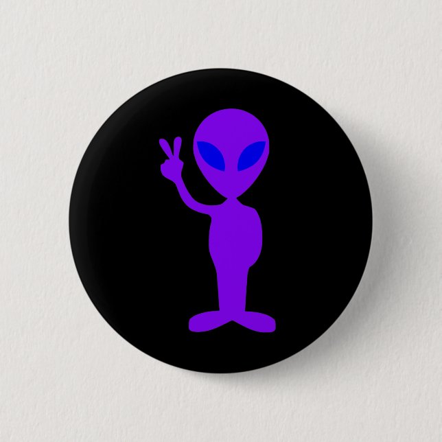 Purple Alien 6 Cm Round Badge (Front)