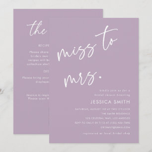 Purple All-in-One Miss to Mrs. Bridal Shower Invitation