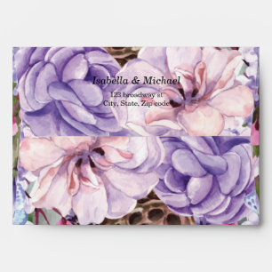 Purple All Over Floral Wedding Envelope