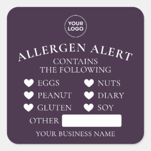Purple Allergy Alert Bakery Cake Food Sticker