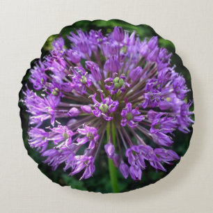Purple Allium Close up Round Pillow
