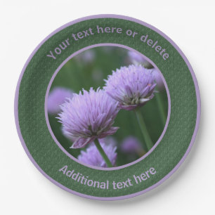 Purple Allium Flower Pair Personalized Party  Paper Plate