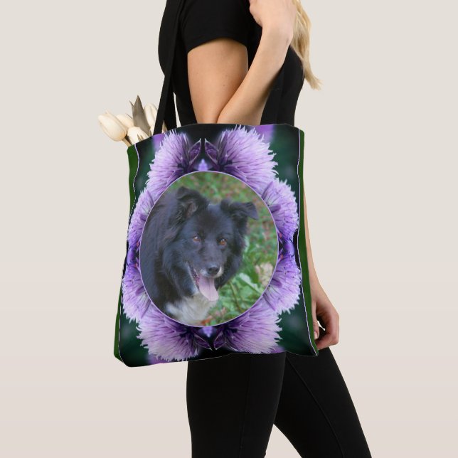Purple Allium Flowers Frame Create Your Own Photo Tote Bag (Close Up)