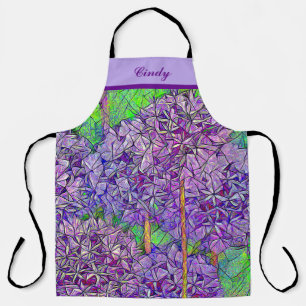 Purple Allium Mosaic with Watercolor Effects Apron