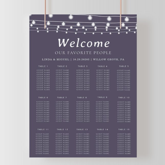 Purple Alphabetical Wedding Seating Chart  (Creator Uploaded)