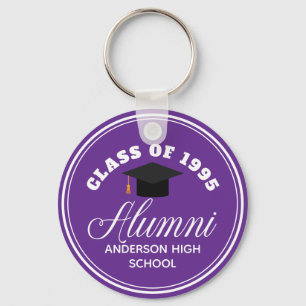 Purple Alumni High School Reunion Personalized Key Ring