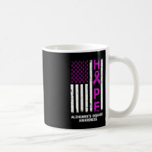 Purple Alzheimer Disease Awareness American Flag M Coffee Mug