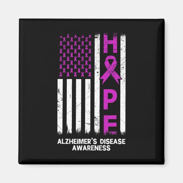 Purple Alzheimer Disease Awareness American Flag M Magnet (Front)