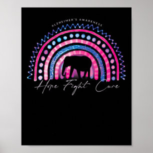 Purple Alzheimer End Awareness Rainbow Elephan Poster