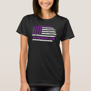 purple Alzheimers awareness US flag warrior T-Shirt