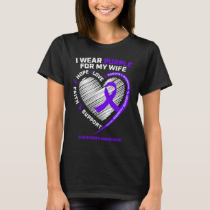 Purple Alzheimers Awareness Wife Men Women Husban T-Shirt