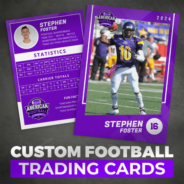 Purple American Football Player Trading Card (Creator Uploaded)