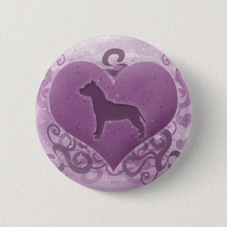 Purple American Pit Bull Terrier Valentine 6 Cm Round Badge