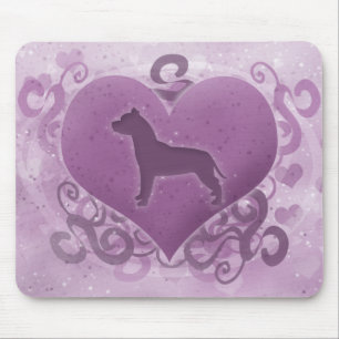 Purple American Pit Bull Terrier Valentine Mouse Pad