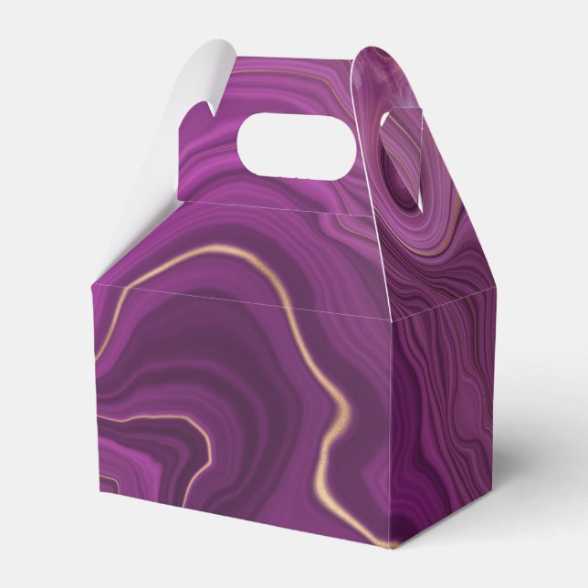 Purple Amethyst And Gold Abstract Agate Favour Box (Front Side)