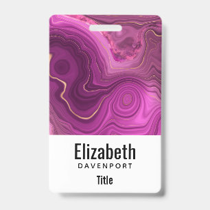  Purple Amethyst And Gold Abstract Agate ID Badge