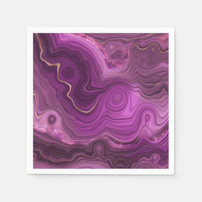 Purple Amethyst And Gold Abstract Agate Napkin (Front)